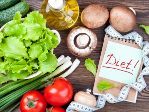 vegetables with a note written on it "Diet"