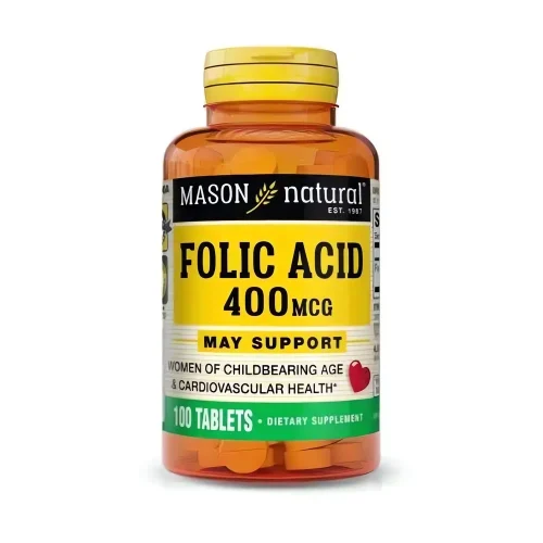 acide folique 400 µg 100 comprimés Mason Natural
