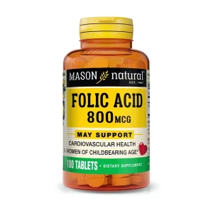 acide folique 800 µg 100 comprimés Mason Natural