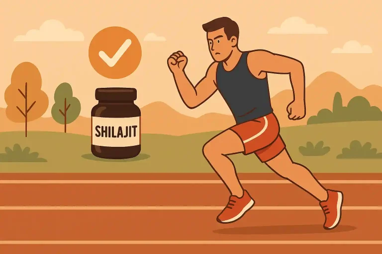 Athlète marocain courant en montagne avec Shilajit naturel