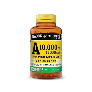 vitamine A huile de poisson 100 gélules Mason Natural complément alimentaire