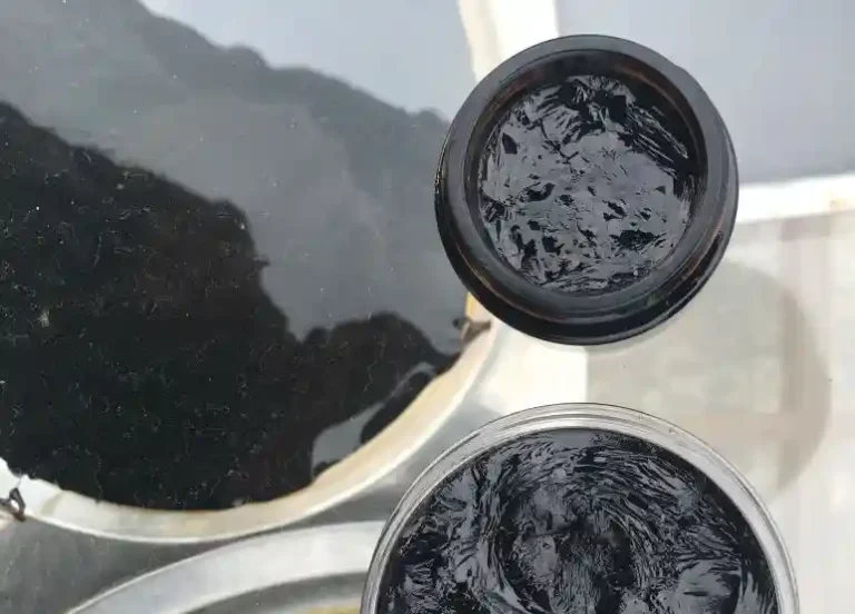 Test de pureté du Shilajit naturel dans un verre d’eau chaude
