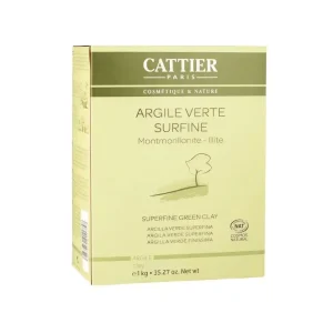 Argile verte surfine bio 1kg Cattier – soin doux visage et corps
