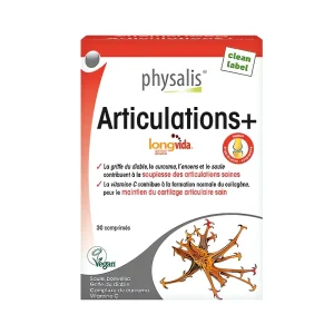 Articulations + - 30 comprimés - Physalis,Articulations plus 30 comprimés Physalis complément mobilité souplesse