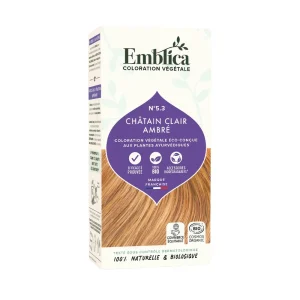 Coloration végétale 5.3 Châtain clair ambré 100g - Emblica