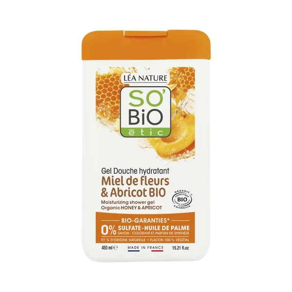 gel douche miel abricot 450 ml so’bio étic