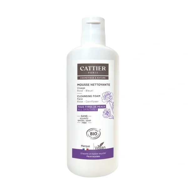 Mousse nettoyante visage bio 40ml Cattier – nettoyage doux peau sensible