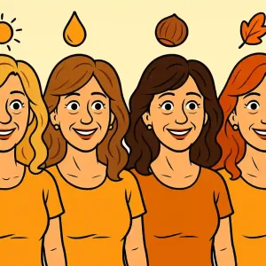 Illustration cartoon de quatre femmes de 50 ans avec différentes couleurs de cheveux rajeunissantes