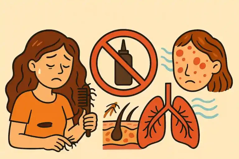 Femme triste chute de cheveux coloration chimique nocive