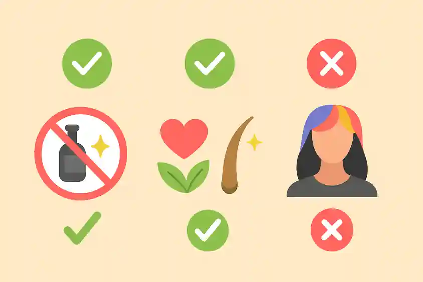 Infographie cartoon en trois parties avec symboles illustrant les règles d’autorisation des colorations