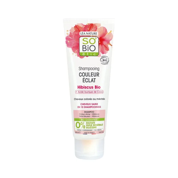 shampoing hibiscus couleur éclat 250 ml so’bio étic