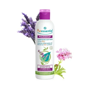 shampooing quotidien certifié bio pouxdoux 200 ml puressentiel, shampooing bio anti-poux