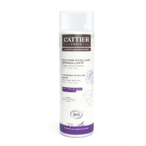 Solution micellaire démaquillante bio 50ml Cattier – nettoyage doux visage