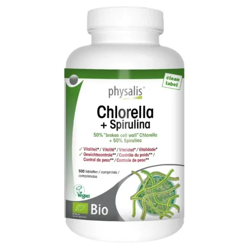 spiruline & chlorella - 200 comprimés - Physalis,Spiruline chlorella 200 comprimés Physalis complément naturel énergie détox