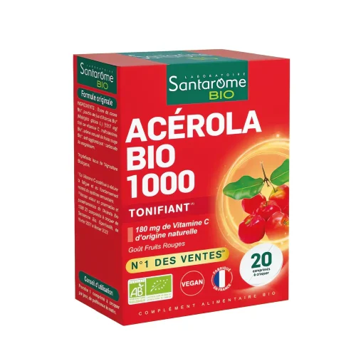 Complément alimentaire santarome acerola 1000 en comprimés acerola 1000 mg de 20 comprimés santarome