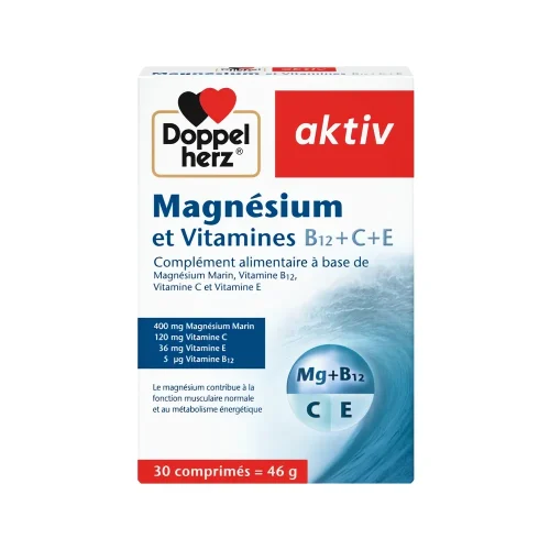 Aktiv Magnésium Vit B12 C E 30 comp Doppelherz Comprimés Doppelherz magnésium et vitamines B12 C E 30 unités