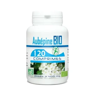 aubépine bio, 400 mg 120 comprimés GPH, complément alimentaire naturel, apaisement, stress et soutien cardiaque