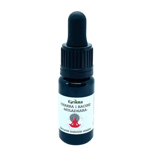 Chakra 1 Racine 10 ml Genna flacon huile essentielle, soin énergétique naturel