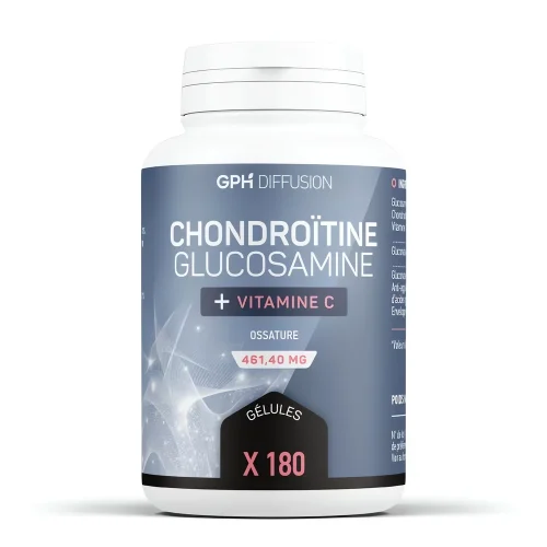 Chondroitine Glucosamine 478,5 mg 180 gélules GPH complément alimentaire articulations chondroitine glucosamine 478,5 mg 180 gélules GPH complément alimentaire articulations