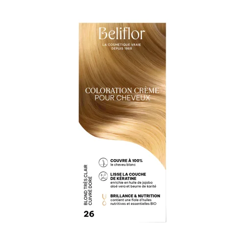 Coloration blond très clair doré cuivré 120 ml Beliflor Maroc