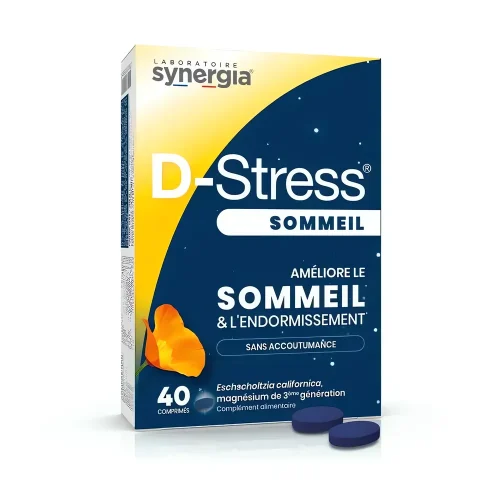 D-Stress Sommeil 40 comprimés Synergia,complément naturel sommeil bio