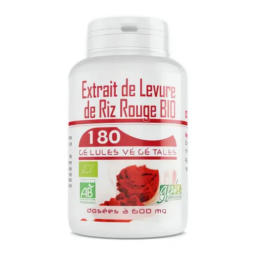 Extrait de Levure de Riz Rouge GPH – Complément alimentaire naturel – 180 gélules extrait de levure de riz rouge 600 mg 180 gélules GPH complément alimentaire cholestérol