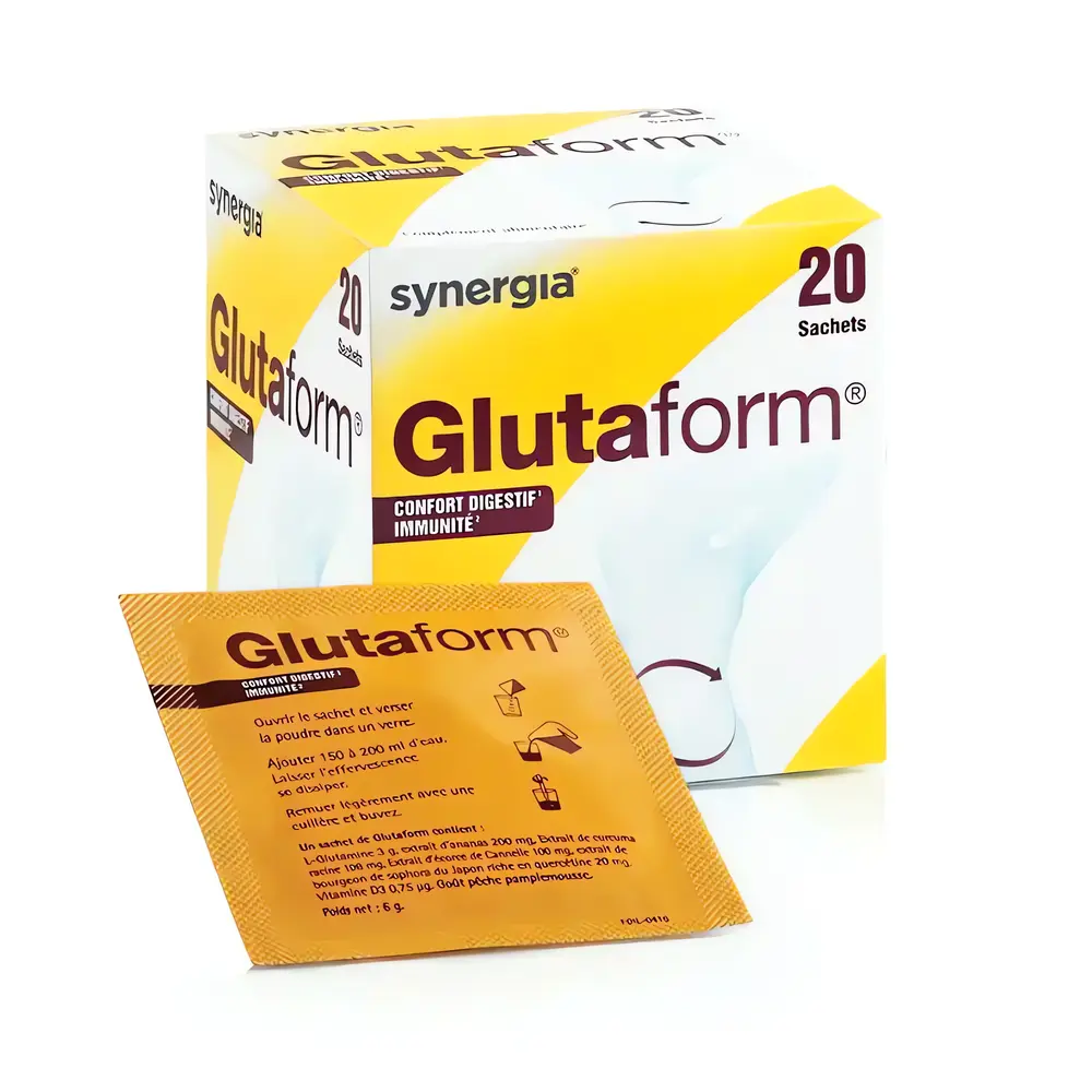 Glutaform 20 sachets Synergia,complément bio poudre bien-être quotidien