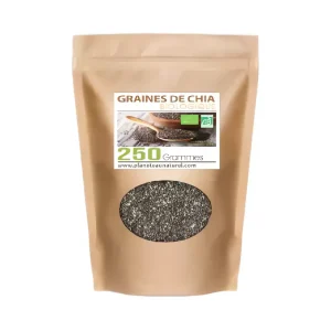 graines de chia, 250 g GPH, complément alimentaire naturel, riche en oméga-3 et fibres