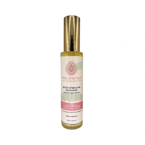 Huile d'argane à la rose – 50 ml – Pure Heritage Essaouira, huile parfumée pour soin corporel