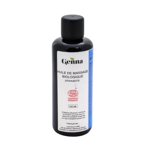 Huile de massage biologique drainante 100 ml Genna, soin corporel naturel