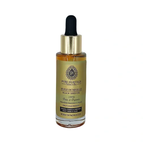 Huile de nigelle – 30 ml – Pure Heritage Essaouira, huile végétale traditionnelle bio