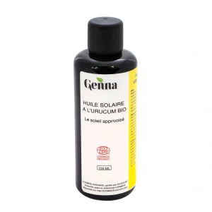 Huile solaire biologique Urucum Genna 100 ml, soin naturel pour préparer la peau