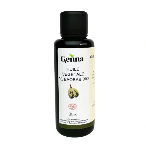 Huile Végétale Baobab Bio 50 ml – Genna Huile végétale baobab bio 50 ml Genna flacon usage cosmétique