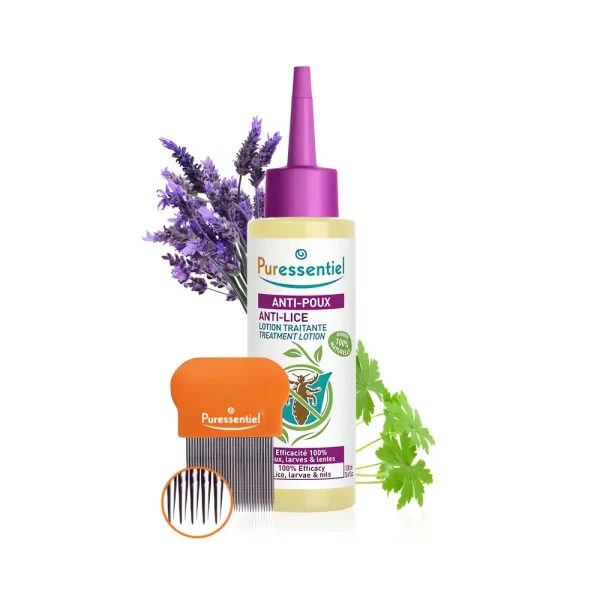 lotion anti-poux avec peigne 100 ml puressentiel, lotion peigne anti-poux