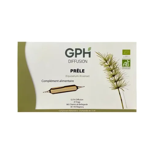 prêle, 20 mg 15 ml GPH, complément alimentaire naturel, os, cheveux et ongles
