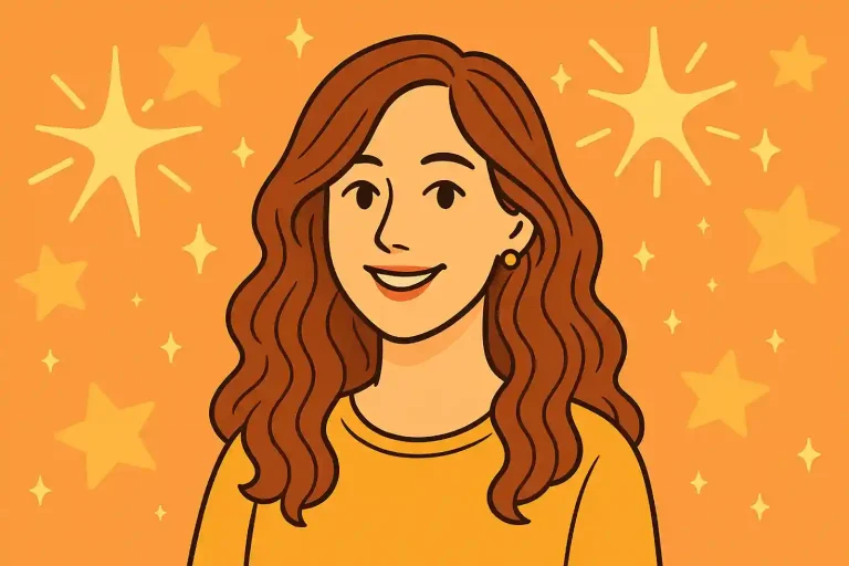 Illustration cartoon d’une femme aux cheveux de couleur châtains lumineux mettant en valeur son visage