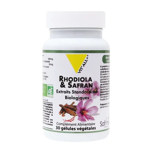 Rhodiola et Safran en gélules, boîte de 30 – Vit’all+