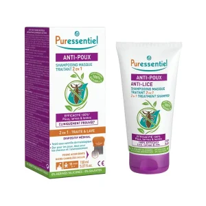 shampooing masque anti-poux traitant 2 en 1, 150 ml puressentiel, shampooing anti-poux
