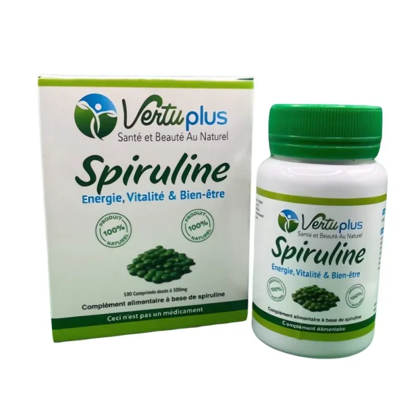 Spiruline 500mg 100cp Vertuplus,spiruline 500mg 100 capsules vertuplus