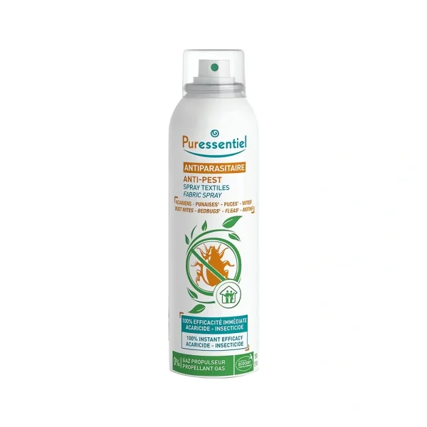 Spray textiles antiparasitaire 150 ml puressentiel, spray traitement tissus