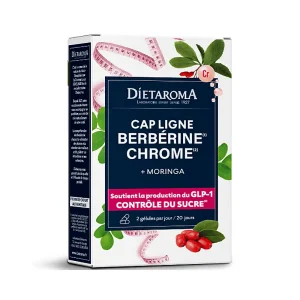 Flacon Dietaroma Cap Ligne Berbérine Chrome – 40 gélules, conditionnement blanc et vert